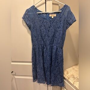 Monteau blue lace dress elastic waist large